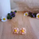 Puces d'oreilles " Mily beige coeur jaune "