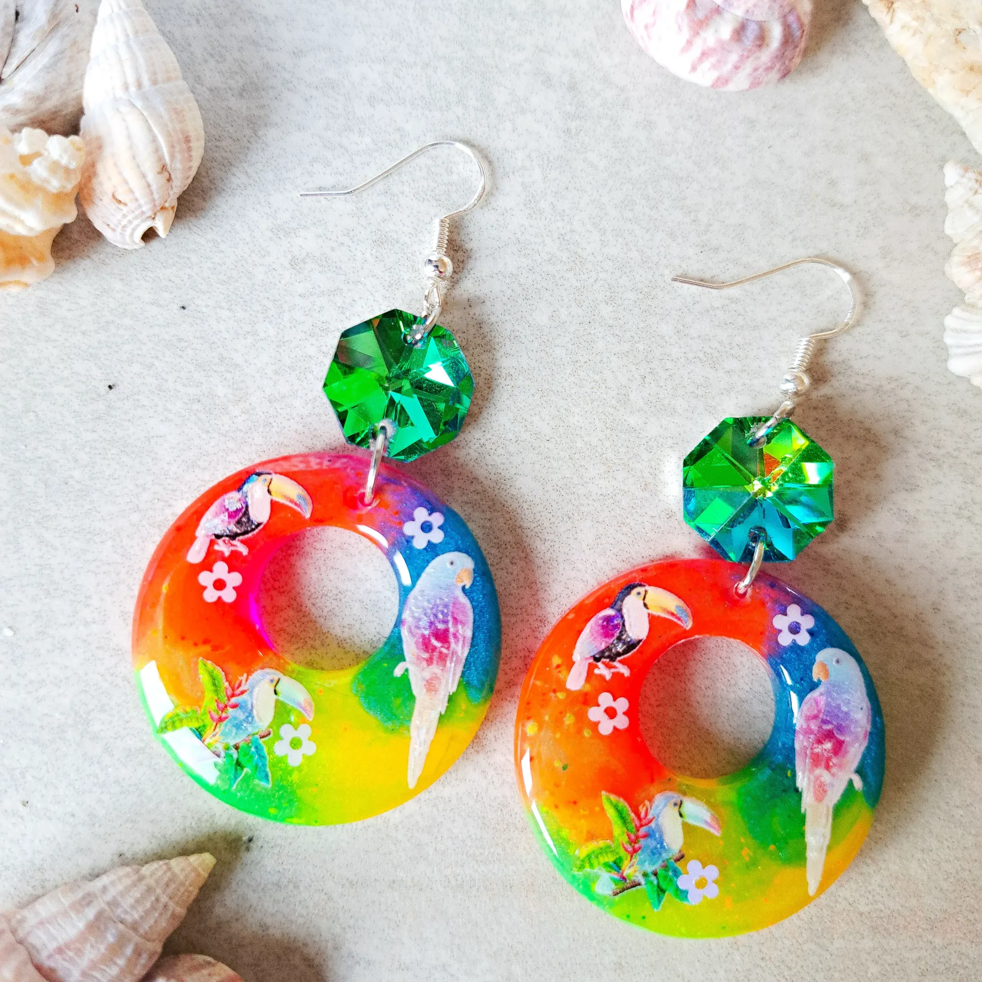 Boucles d'oreilles "Plumes tropicales"