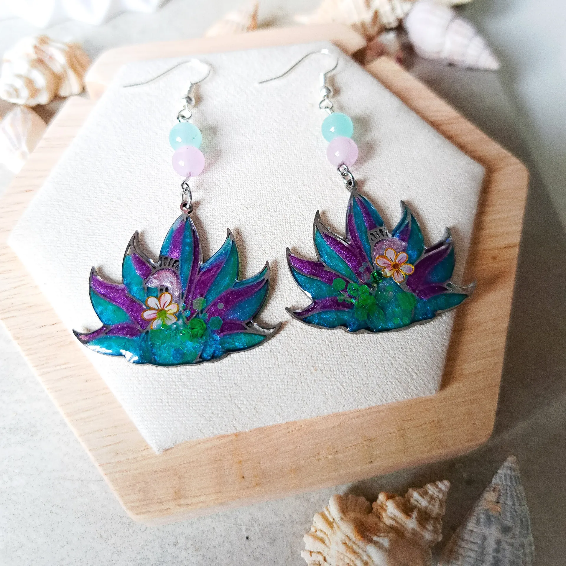 Boucles d'oreilles " Plumes de minuit "
