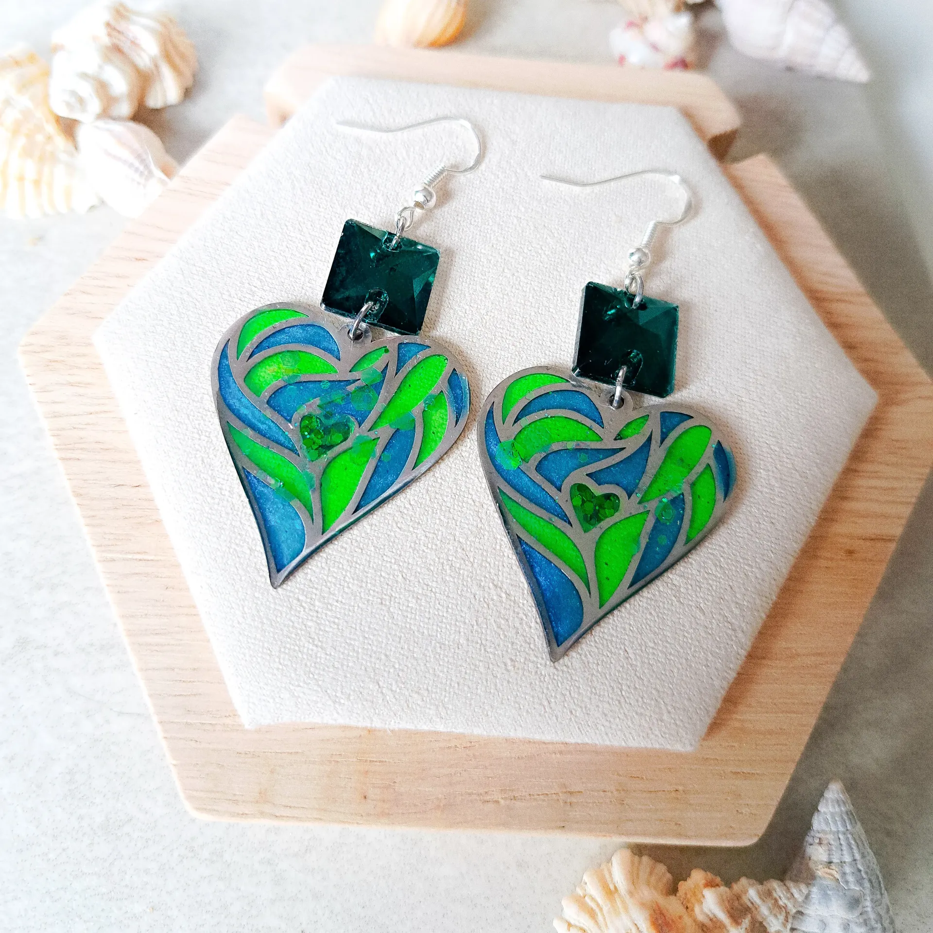 Boucles d'oreilles " Amour pailletés "