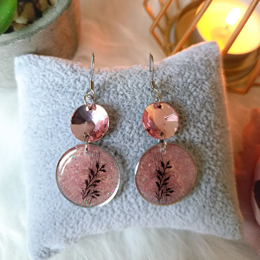 Boucles d'oreilles " Eveil rosé "  