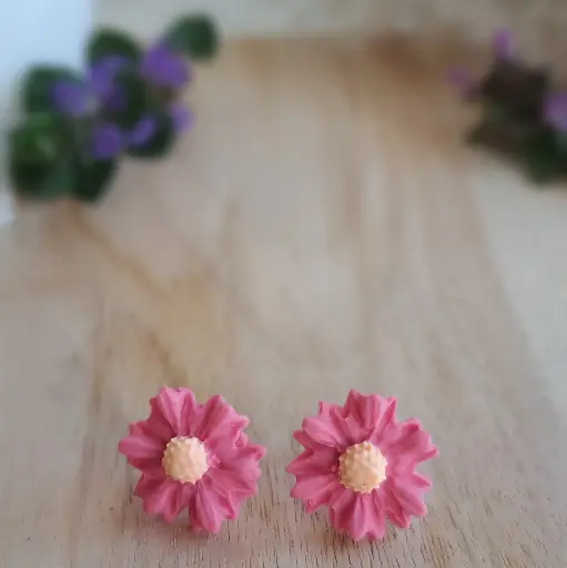 Puces d'oreilles " Mily rose " 