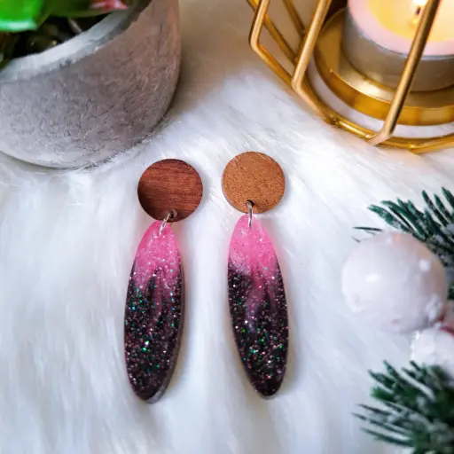 Boucles d'oreilles " Crépuscule rosé"   