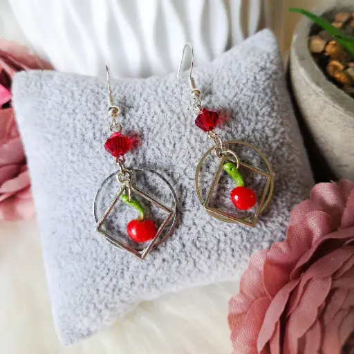 Boucles d'oreilles " Cerise"
